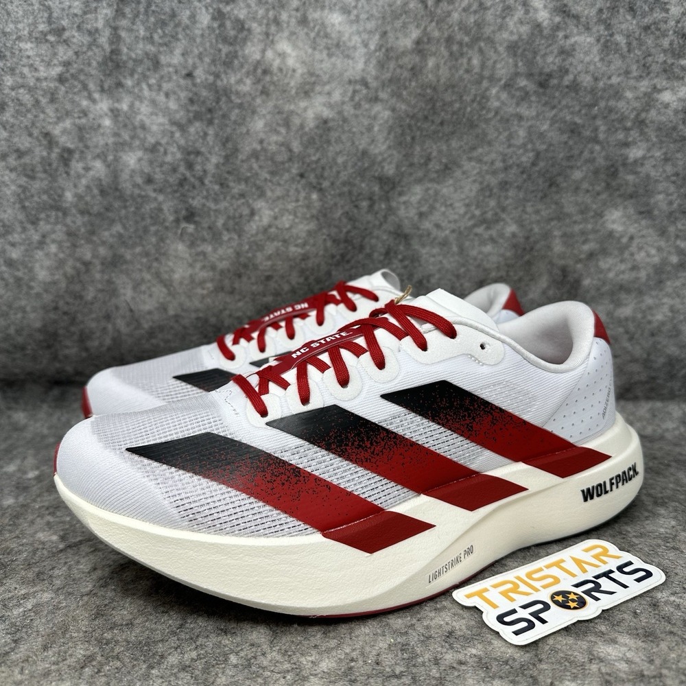 NC State Wolfpack Shoes Mens Size 7 Adidas Adizero Evo SL White Red JQ4571